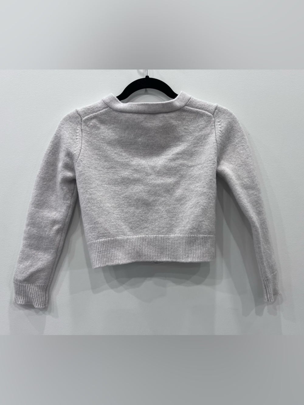 Wilfred Free Aritzia 100% Merino Wool Cardigan S Grey Cropped Button Knit - Picture 3 of 9